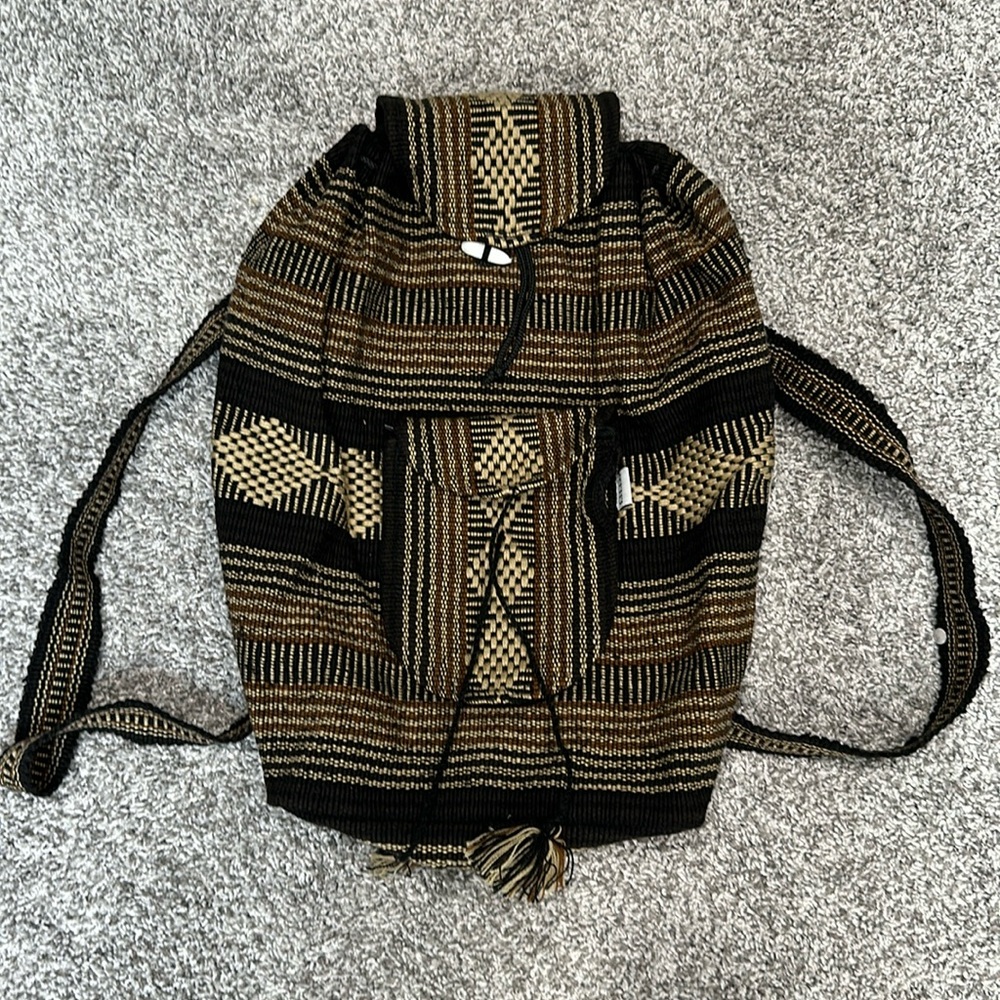 Black and Gold Woven Backpack